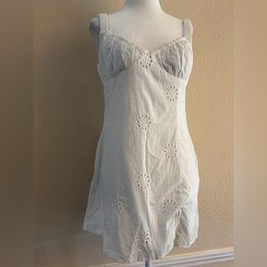 White Eyelet Linen Slip Dress by Princess Polly